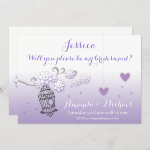 Pastel lovebirds wedding custom Bridesmaid invite