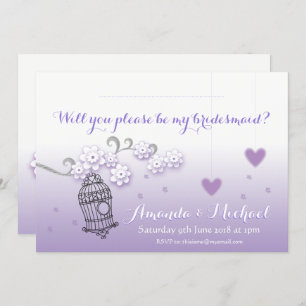 Pastel lovebirds wedding custom Bridesmaid invite