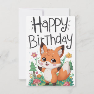 Pastel Lovely Fox Birthday Card
