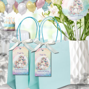 Pastel Lovely Rainbow Unicorn Thank You Gift Tags