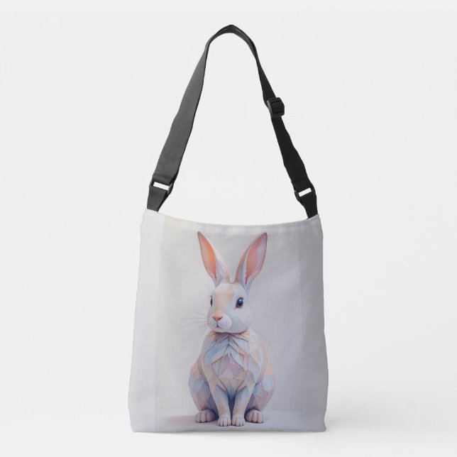 Pastel Low-Poly Bunny Crossbody Bag (Front)