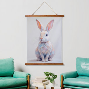 Pastel Low-Poly Bunny Hanging Tapestry