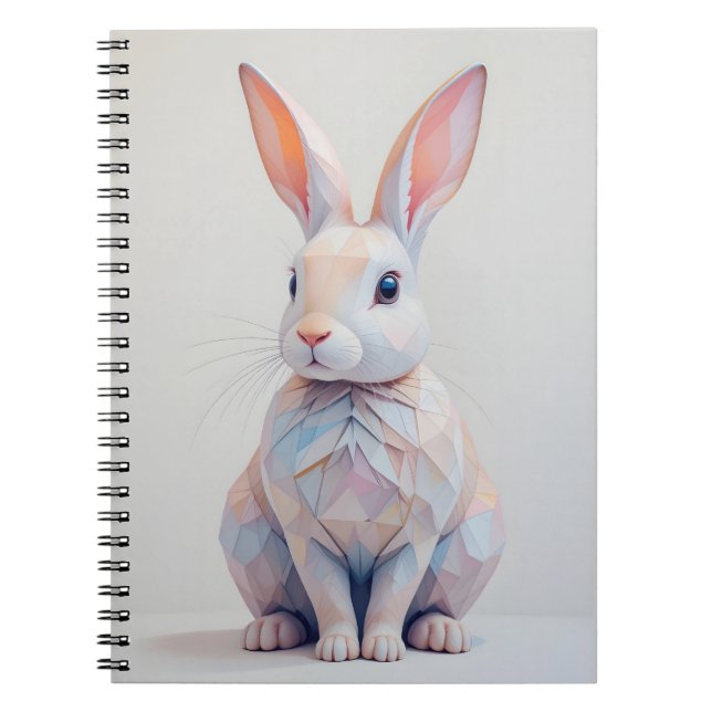 Pastel Low-Poly Bunny Notebook (Front)