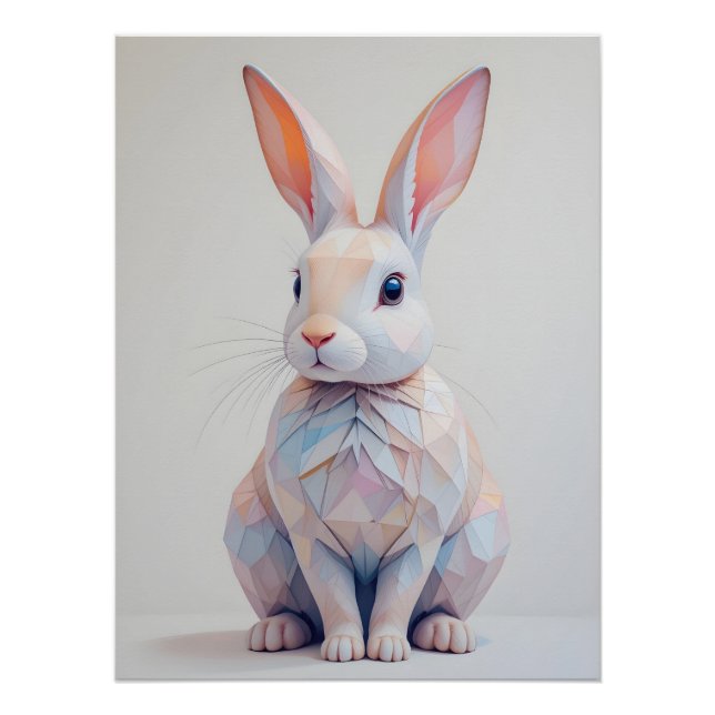 Pastel Low-Poly Bunny Poster (Front)