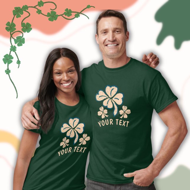 Pastel Lucky Shamrock Clover Text St Patrick`s Day T-Shirt (Creator Uploaded)