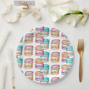 Pastel Macaron Cookie Themed Birthday Party Paper Plate