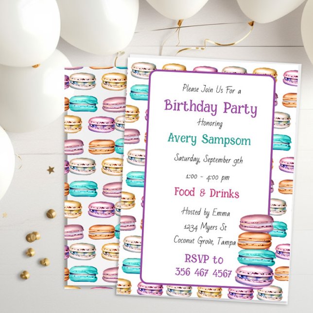 Pastel Macaron Themed Birthday Party  Invitation (Creator Uploaded)