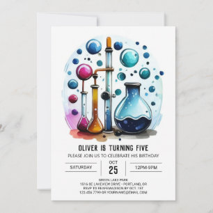 Pastel Mad Scientist Chemistry Birthday Invitation