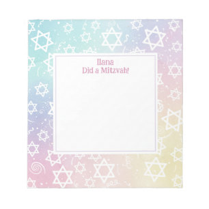 Pastel Magen Star of David Personalised Mitzvah Notepad