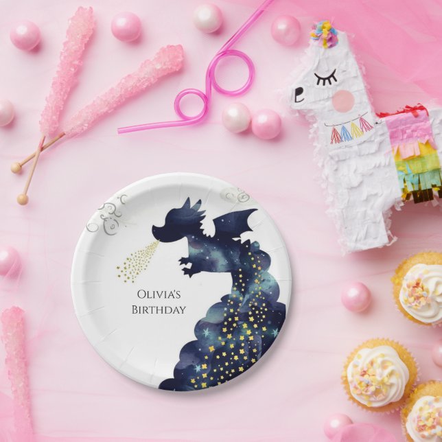 Pastel Magic Dragon Birthday Paper Plate (Party)
