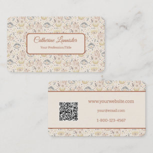  Pastel Magic Hands With Eyes QR Code Business Card