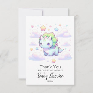 Pastel Magical Dinosaur Baby Shower Thank You Card