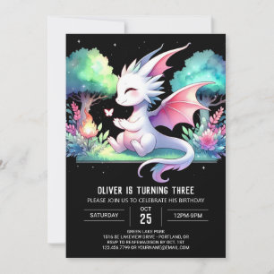 Pastel Magical Dragon Birthday Invitation