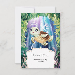 Pastel Magical Kids' Turtle Birthday Thank You Card