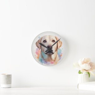 Pastel Magical Labrador Retriever Artwork Round Clock