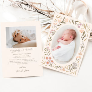 Pastel Magical Meadow Photo Birth Announcement
