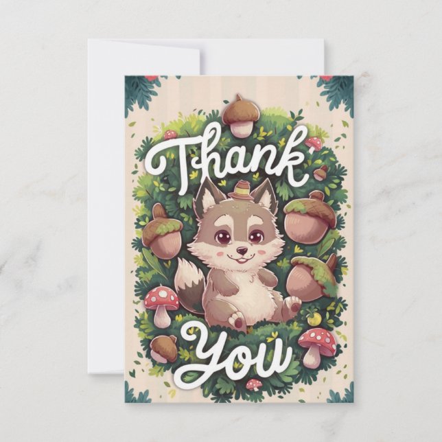 Pastel Magical Wolf Thank You Card (Front)