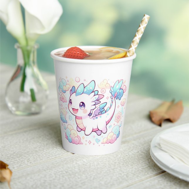 Pastel Majestic Dragon Baby Shower Paper Cups (Insitu)
