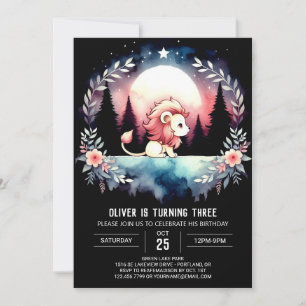 Pastel Majestic Lion Birthday Invitation