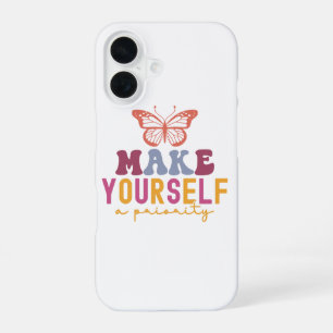 Pastel "Make Yourself a Priority" Self Care Graphi iPhone 16 Case