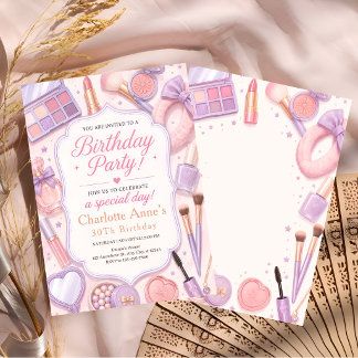 Pastel Makeup Birthday Party Invitation