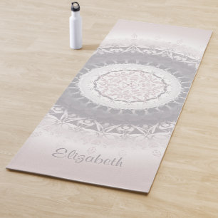 Pastel Mandala Rose Gold Monogram  Yoga Mat