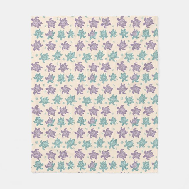 Pastel Mandala Turtle Pattern Fleece Blanket (Front)