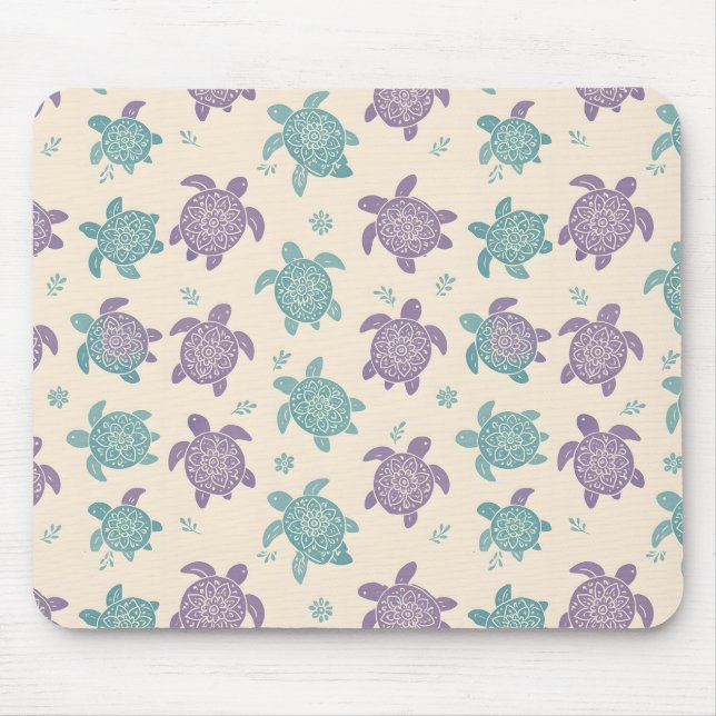 Pastel Mandala Turtle Pattern Mouse Pad (Front)