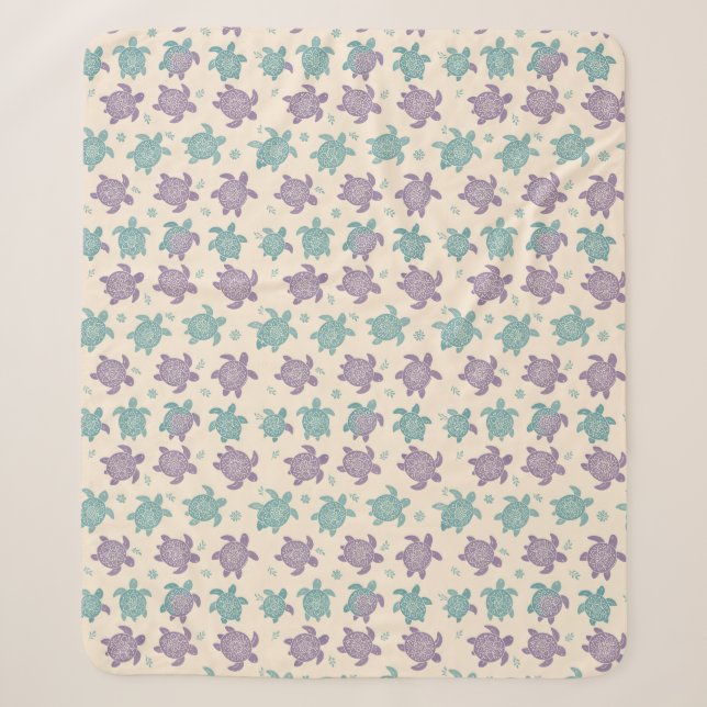 Pastel Mandala Turtle Pattern Sherpa Blanket (Front)