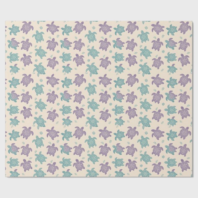 Pastel Mandala Turtle Pattern Wrapping Paper (Flat)