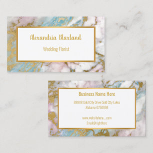  PASTEL MARBLE ABSTRACT GOLD WHITE BUSINESS CARD