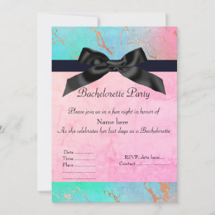 Pastel marble bachelorette green pink new fun invitation