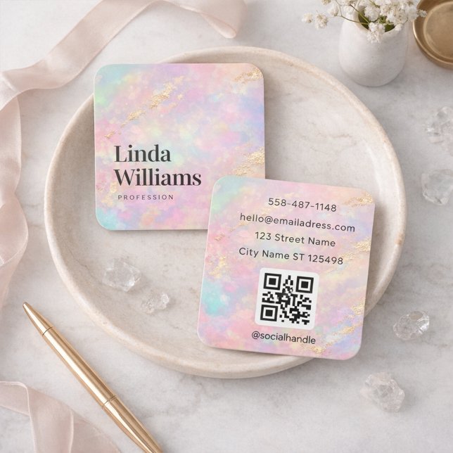 Pastel Marble Business Card with Gold Accents  (Creator Uploaded)