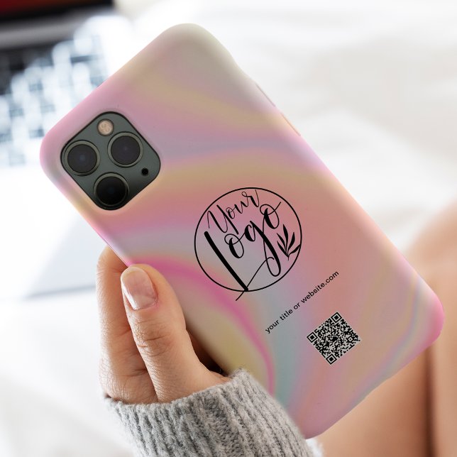 Pastel marble business corporate logo qr code Case-Mate iPhone case (Creator Uploaded)