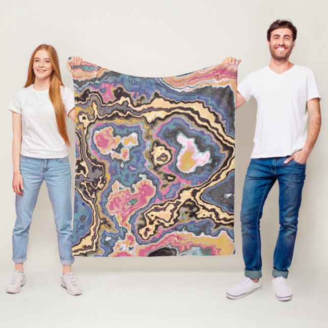 Pastel Marble Geode Dreams Fleece Blanket (In Situ)