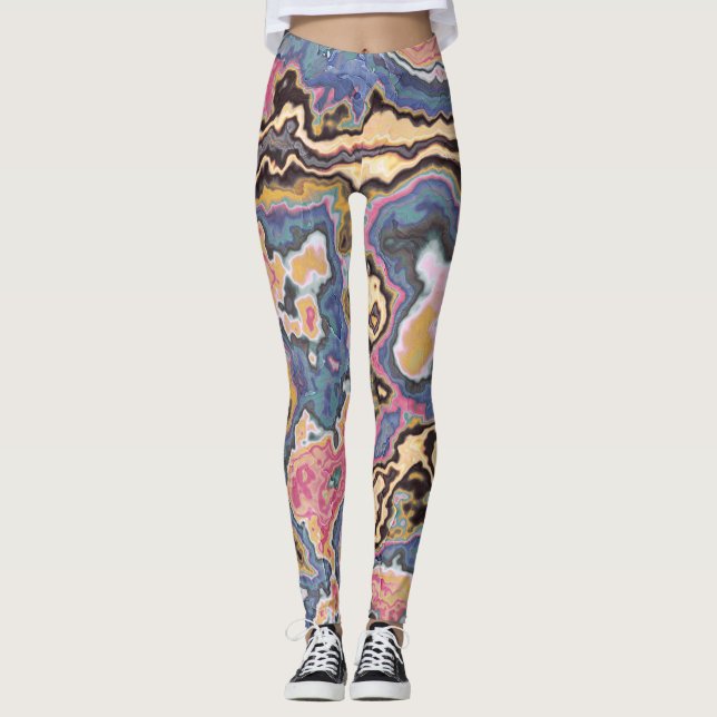 Pastel Marble Geode Dreams Leggings (Front)
