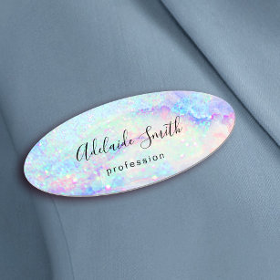 pastel marble glitter turquoise name tag