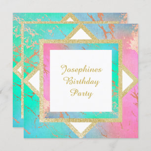 PASTEL MARBLE GOLD BIRTHDAY LAYERED CUSTOM INVITATION