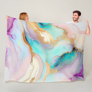 Pastel marble ink abstract glitter art fleece blanket