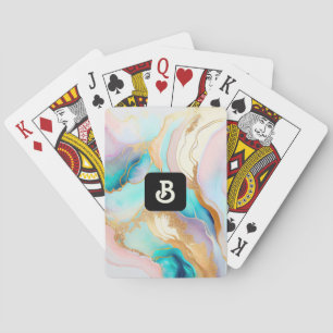 Pastel marble ink abstract glitter art playing cards