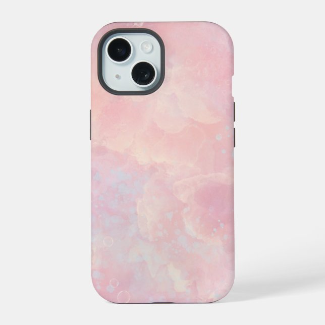 Pastel Marble Ink Background iPhone 15 Case (Back)