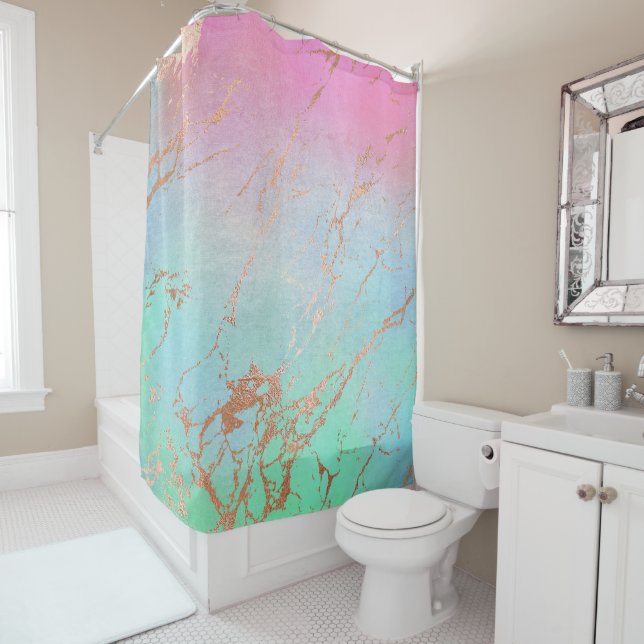 PASTEL MARBLE SHOWER CURTAIN (In Situ)