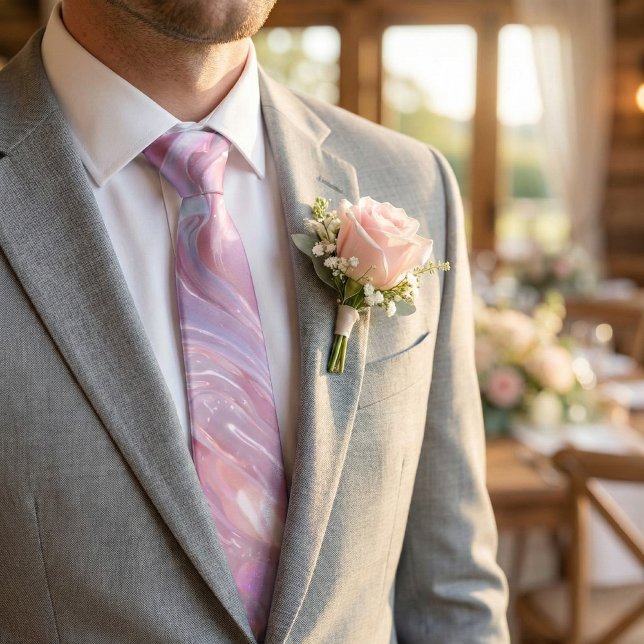 Pastel Marble Swirl - Pink Purple Blue Abstract Tie (Creator Uploaded)