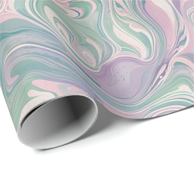 Pastel Marble Swirl Wrapping Paper (Roll Corner)