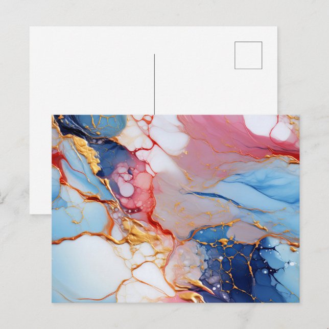 Pastel Marble with Gold Elegance Postcard (Front/Back)