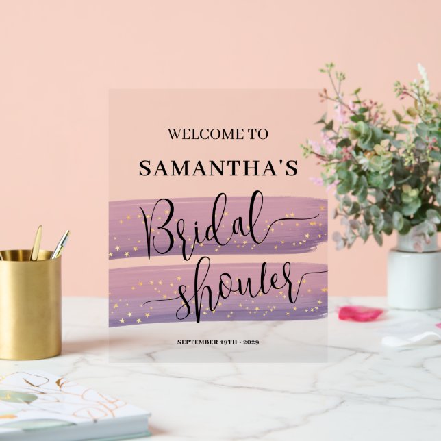 Pastel Mauve Celestial Bridal Shower Welcome Acrylic Sign (Wedding)