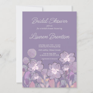 Pastel mauve purple blush floral Bridal Shower Invitation