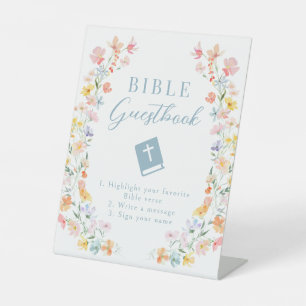 Pastel Meadow Flower Wedding Bible Guestbook Sign