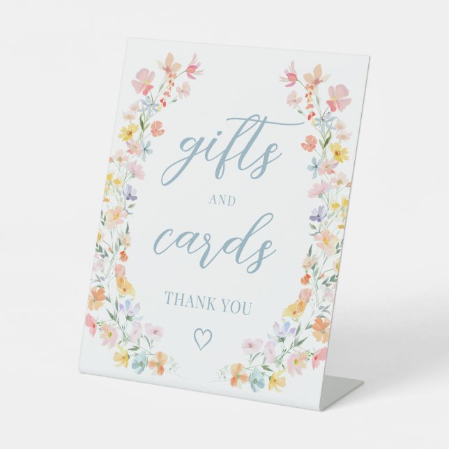 Pastel Meadow Flower Wedding Gifts and Cards Sign (Front)