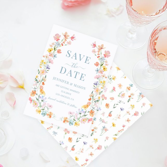 Pastel Meadow Flowers Spring Summer Save The Date Invitation (Creator Uploaded)